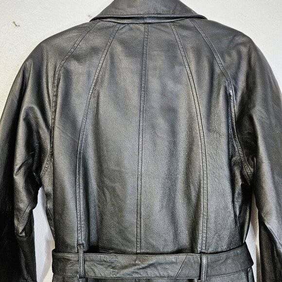 Vintage Gino Quality Leather Three Quarter Length Black Jacket Y 2K Size L - Picture 5 of 5